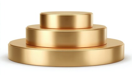 Three golden, circular tiered podiums
