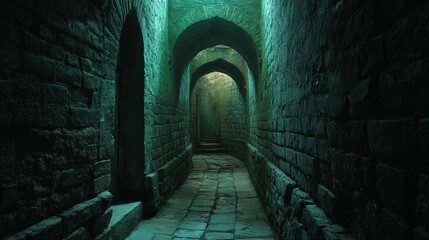Ancient alleyway with arched passageways.