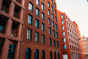 Gdansk with Motlawa river in Poland. New modern architecture in the old part of the city