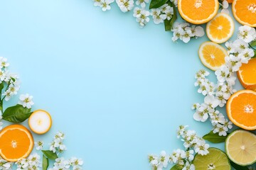 White flowers and oranges for natural spa decor.