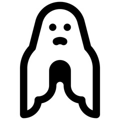 Ghost. Outlined stroke vector icon with black-filled details.