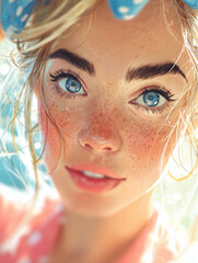 Illustrative Woman Face - Close Up