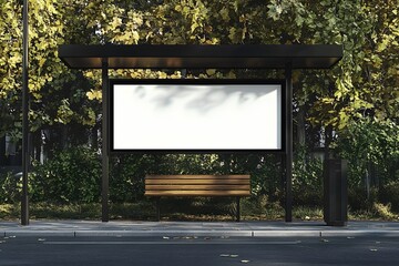 Blank billboard poster advertisement mockups at a bus stop.