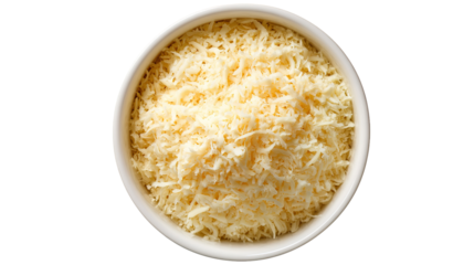 A top down view of a pile of Mexican blend shredded cheese, against a white background.