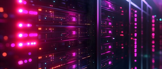 Racks for servers and hard drives in a�data center.