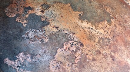 Close-up of aged metal surface revealing intricate rust patterns, showcasing industrial texture and history.
