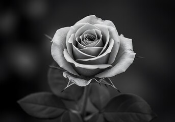 Artistic grayscale rose in soft focus