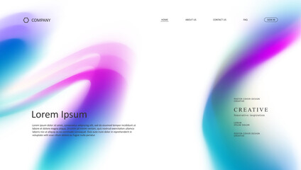 Abstract wave futuristic design of landing page. retro gradient mesh website design