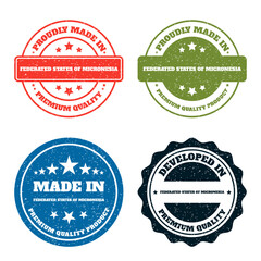 Obraz premium Premium Quality Products from Micronesia. Vintage Stamps and Badges