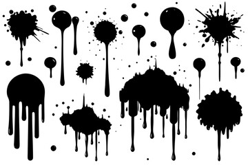 Vector Set of Black Ink Splats