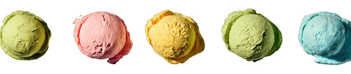 Obraz premium Five colorful ice cream scoops