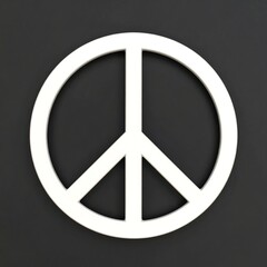 A white peace symbol on a dark background