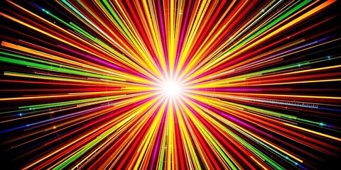 Fototapeta premium Abstract sunburst radiating from center, vibrant vector graphic, poster, modern