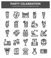 Party Celebration Icon Set. 25 Fun Party & Celebration Icons