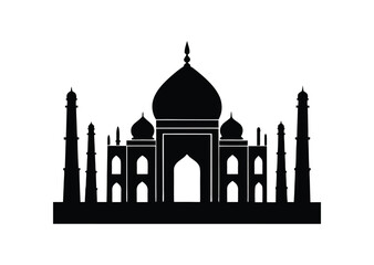 Taj mahal silhouette black vector white background