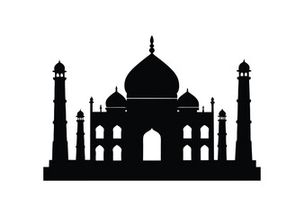 Taj mahal silhouette black vector white background