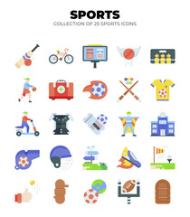 Collection of 25 Sport Icons. Flat Design