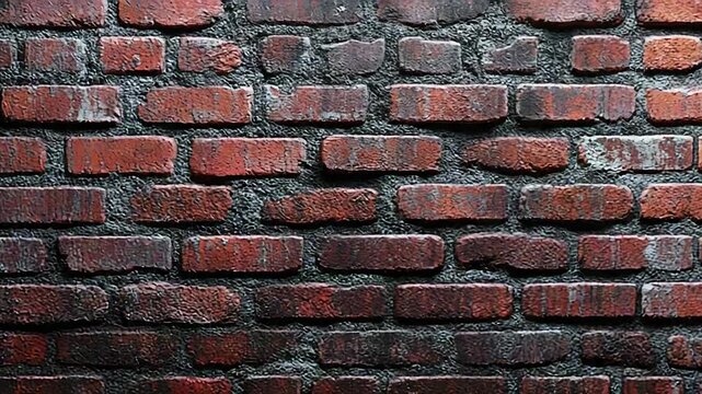 Red brick wall forming textured background with dramatic lighting