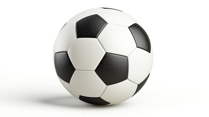 Classic black and white soccer ball isolated on a white background with visible texture and shadow.