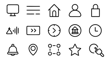 A versatile collection of universal line vector icons for web and mobile application interfaces.