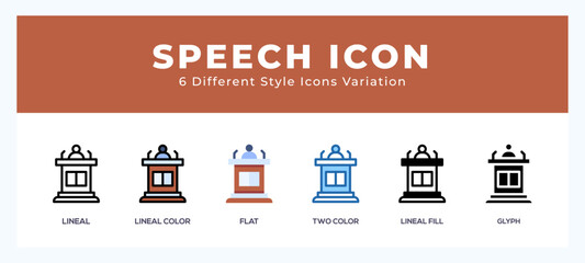 Speech set of icons. Vector illustration with different styles.