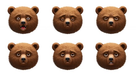 Obraz premium Cartoon bear heads expressions set