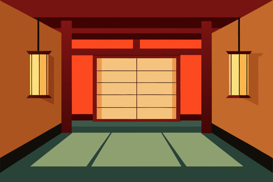 Japanese style tatami room with shoji screens