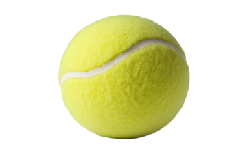 Bright yellow tennis ball isolated on transparent background, perfect for sports illustrations and marketing materials related to tennis activities