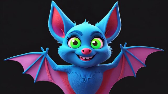 Animated cartoon video featuring an adorable bat character