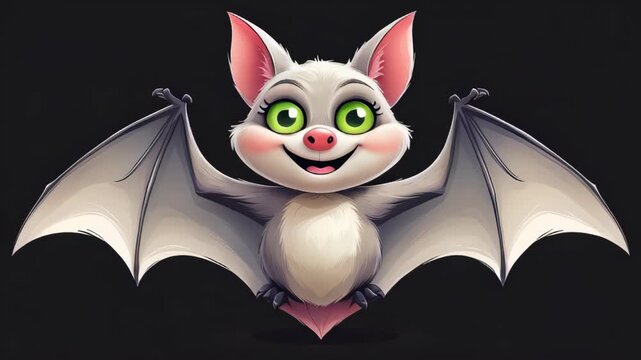 Animated cartoon video featuring an adorable bat character