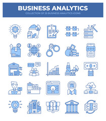 Collection of Business Analytics Icons. Data Analysis. Financial Reports. and Strategic Planning