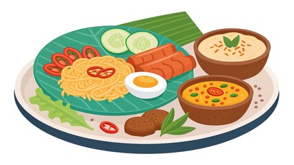 Delicious Indonesian Nasi Goreng meal with flavorful sides and accompaniments