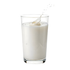 Dynamic milk splash captured mid-air in a clear glass, conveying freshness and purity for vibrant beverage advertising and healthy lifestyle concepts.