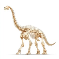 Dinosaur skeleton, light beige, full profile