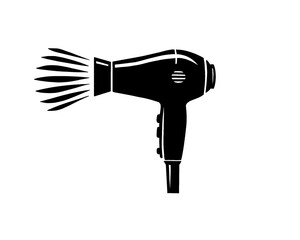 Hair dryer icon, image in silhouette style, vector illustration.
