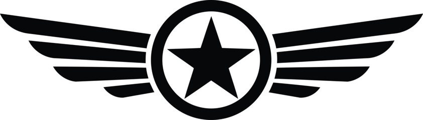 Black winged star emblem icon