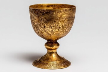Antique gold-toned cup with engraved details