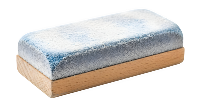 Professional whiteboard eraser with textured blue felt and smooth wooden base ready for classroom or office use