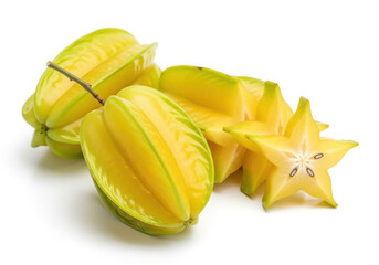 Fresh star fruit carambola tropical fruit isolated on white background