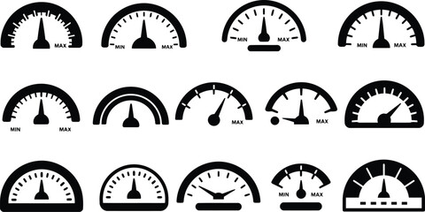 Speedometer icons performance speed gauge set
