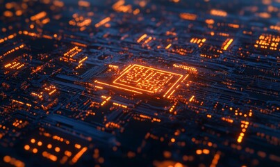 Abstract concept of artificial intelligence, visually represented with futuristic design elements symbolizing the evolution of AI, Generative AI