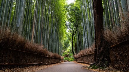 Lush bamboo forest path (1)