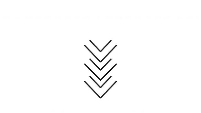 Scroll down movement line animation. Scroll down design element with arrow symbols for websites  presentations. Enhances navigation cues, highlights sections, and adds visual interest.