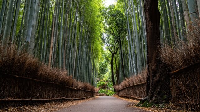 Lush bamboo forest path (1)