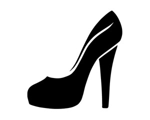 High heel shoes silhouette, icon isolated on white background
