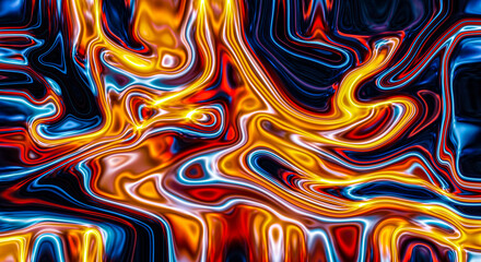 Vibrant abstract swirls of fiery colors and neon light