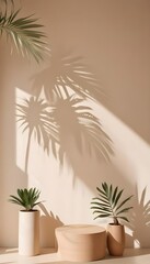 Obraz premium A product podium on a room with flower