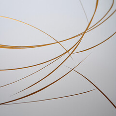 Sophisticated and minimalist abstract line drawing on white paper, in elegant gold ink