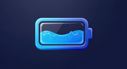 Vector 3D Battery Icon Showing Power and Charging Status