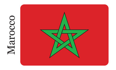 The flag of Morocco. Flag icon. Standard color. Standard size. A rectangular flag. Computer illustration. Digital illustration. Vector illustration.